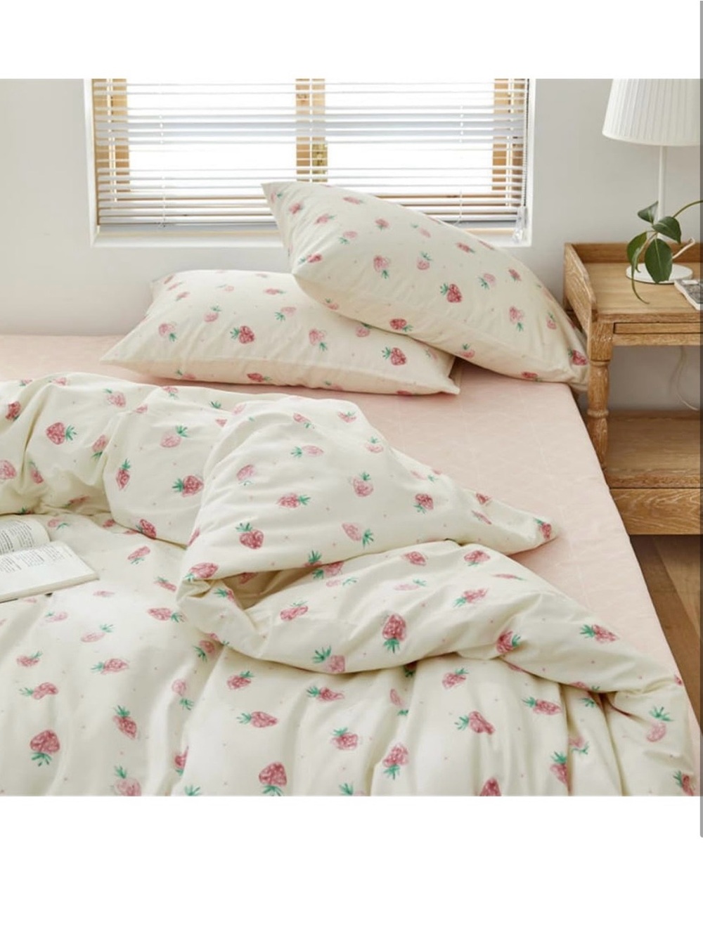 100% Cotton Queen Strawberry Print Cotton Bedding Duvet Cover Set-EUC - Picture 5 of 11